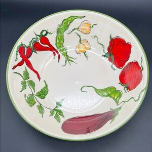 Harry & David Large Serving Bowl with Colorful Vegetables 12.75 inch Diameter